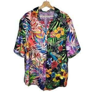 Robert Graham Bleak Horizon Colorful Tropical Short Sleeve Button Down Shirt XLT